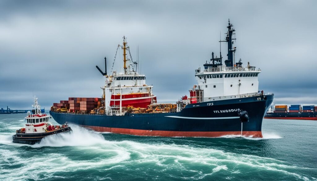 Small Tug Boats Move Huge Cargo Ships